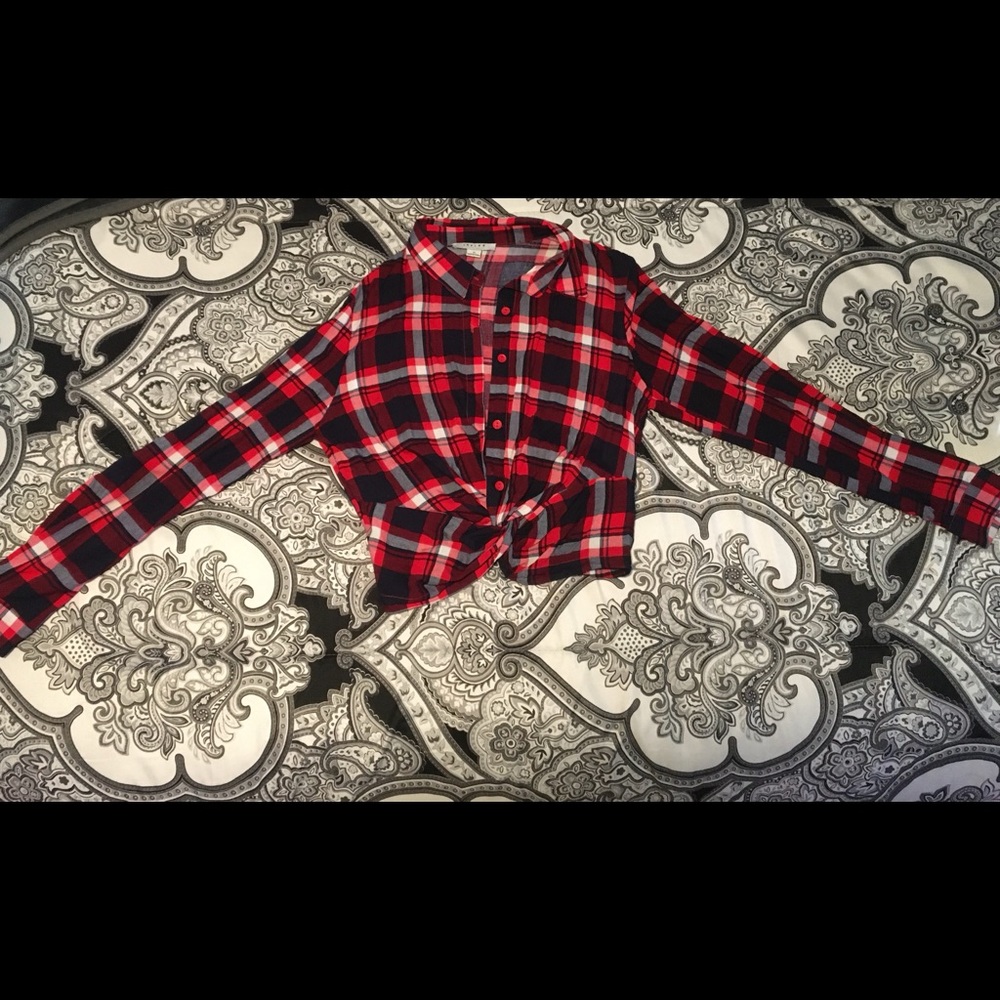 Hot Miami Plaid long sleeve crop top